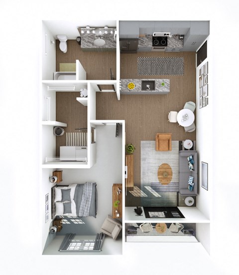 a floor plan of a one bedroom apartment